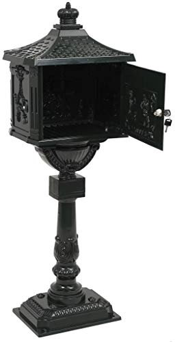 Festnight Boîte aux Lettres sur Pied en Aluminium Style Vintage Vert 43 x 30 x 117 cm