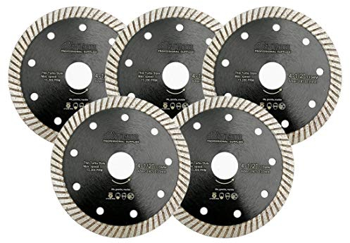 SHDIATOOL Disco Diamantato 5 Pezzi 115mm Super Sottile Turbo Lama per Porcellana Piastrella Ceramica Granito Marmo