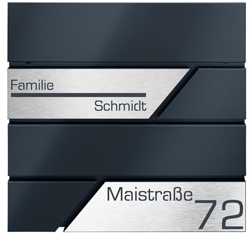 Briefkasten mit Zeitungsfach in Anthrazit, Edelstahlbriefkasten, Wandbriefkasten Briefkasten mit Schloss und Zeitungsfach - Jetzt mit Lasergravur erhältlich (Anthrazit)