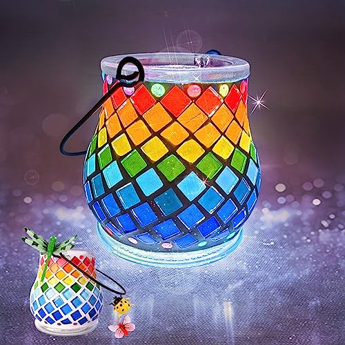 FORMIZON Mosaik Lampe Basteln, Mosaik Bastelset Kinder, Glasmosaik Kerzenhalter Kit für Heim Deko, DIY Kreative Basteln, Handgefertigte Kunstwerk Geschenk für Mädchen Kinder