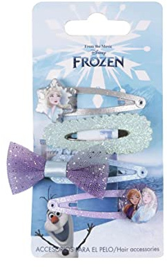 Pack de 4 Horquillas de Frozen - Diseño Multicolor - Elaboradas con Materiales Resistentes - Estampado con Personajes de Frozen - Producto Original Diseñado en España
