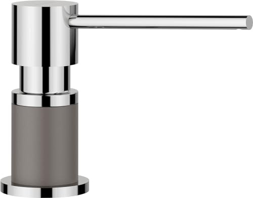 BLANCO Lato Dispensador de detergente para lavavajillas, Color Gris volcánico/Cromo, Apto para Todos los grifos de Cocina BLANCO, fácil de llenar Desde Arriba, dispensador de jabón, Requiere Orificio