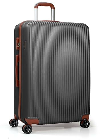 CALDARIUS Large Luggage | Durable Suitcases | Lightweight & Secure with Combination Lock | Smooth 4 Dual Spinner Wheels | Ideal Travel Bag & Luggage Sets (Grey, Large 28'')