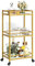 Lifewit Drink Trolley, Rolling Bar Cart with 3 Tier Glass Shelves, Serving Wine Trolley on Lockable Wheels, Alcohol Cocktail Beer Trolley for Kitchen Living Room, Gold