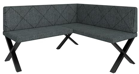 FURNISTAR Eckbank Akiko Metal X - Eckbankgruppe für Ihrem Esszimmer, Küche modern, Sitzecke, Essecke. Perfekt für Küche, Büro und Rezeption. Solide und Starke Verarbeitung. (168x142-Rechts-Inari96)