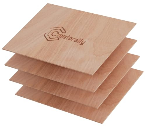 Creatorally A4 Contreplaqué 3mm, Planche Bois Sapelli pour Gravure Laser 4 Pièces, Feuille Contre Plaqué pour Découpe CNC Peinture Bricolage Modèles