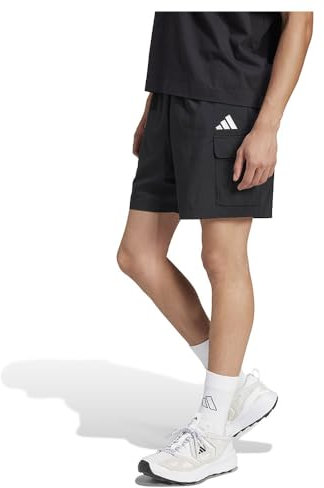 adidas Herren Essentials SMALL Logo Cargo Chelsea Short, Black/White, M