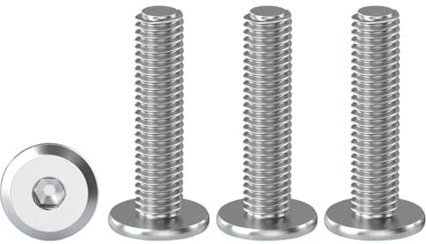 Drenky Tornillos de cabeza plana hexagonal, M4, tornillos de cabeza alomada, acero inoxidable, A2 V2A, rosca completa, M4 x 30 mm, 20 unidades