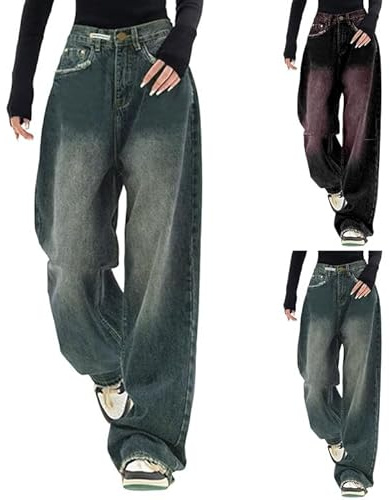 Pantalones Mujer Vaqueros Anchos Ajustados Rectos Calle Leggins Informales Verano Botones Jeans Tiro Alto Jeggins Tallas Grandes