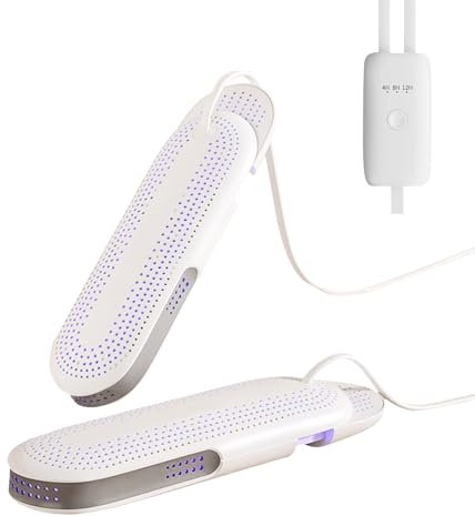 Schuhtrockner Elektrisch Ausziehbar (EU-Stecker) - Mit Antibakterieller Funktion & 4/8/12h Timer, Für Fußballschuhe/Stiefel (Sport/Outdoor/Haushalt)