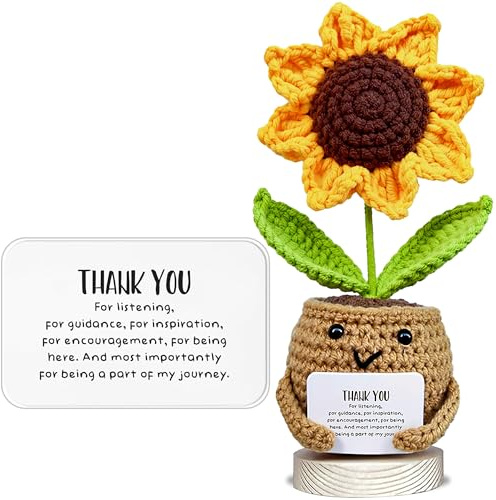 VELENTI Thank You Gifts for Coworkers - Positive Sunflower Crochet with Heart-Warming Card - Appreciation Gift for Women - Coworker, Thank You Gift, Nursing Clinical Instructor Gifts
