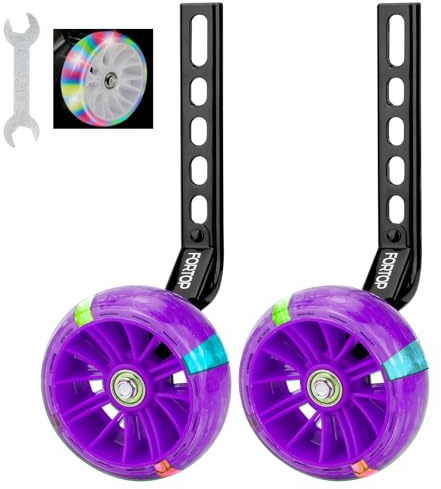 FORTOP Ruote da allenamento per bicicletta, coppia di ruote posteriori robuste con kit stabilizzatore montato per biciclette per bambini ragazzi e ragazze bici a velocità singola con dimensioni da 12