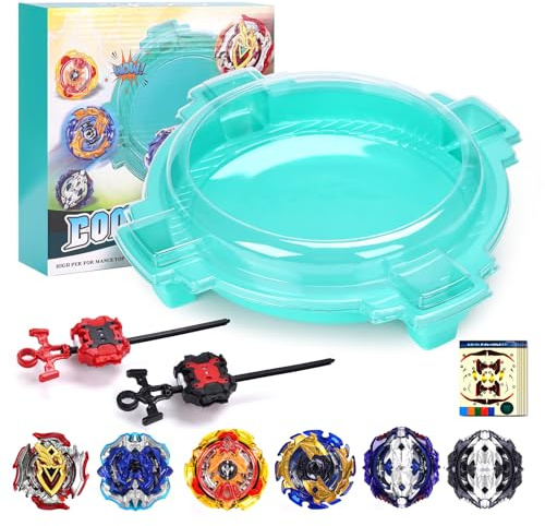 Burst Kreisel Arena Battle Set - 6 Kampfkreisel, 2 Launchers und Stadium, Battle Kampfarena für Kinder ab 6 Jahren, Kampfspielzeug für Jungen