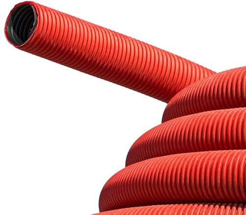 tecuro PE Kabelschutzrohr Ø 40 mm außen x Ø 30 mm innen - 25 Meter, rot, Erdverlegung gem. DIN EN 50086-2-4