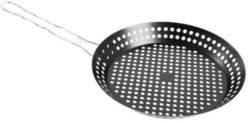 MasterCook Panier Rond perforé pour Barbecue en Acier Inoxydable, Panier Gril pour légumes BBQ, Accessoire de Cuisson à la Braise, Parfait pour Barbecue au Charbon et au gaz
