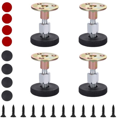 Chanumetal 4 Stück Verstellbare Möbelfüße Metall, 27–64mm Füße für Möbel, Schwarz Höhenverstellbare Füße mit Dämpfungspads und Montagezubehör, für Tische Bettfuß