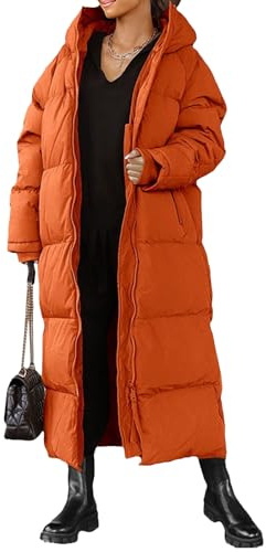 Dam Lång Quiltad kappa Huva Maxi Längd Långärmad Pufferjacka Vadderad kappa Vinter Ytterkläder 2025 Trendiga kläder