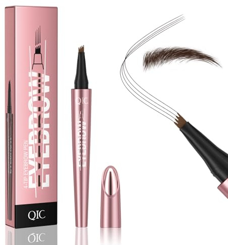 QIC Penna Sopracciglia, Effetto Pelo Matita Sopracciglia Impermeabile & No Transfer, Lunga Durata Up to 12H Matita Sopracciglia Microblading, Cruelty-Free (05 Brown)