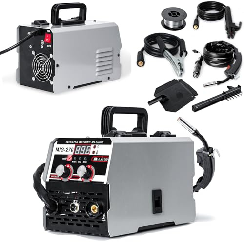 Napacoh 3 in 1 Mehrprozess-Schweißgerät 250A 220V, MIG/MMA/TIG-Verfahren, digitale LED-Anzeige, gasloser Fülldraht-Schweiß mit Brenner & Draht für Anfänger & Profis (Grau)