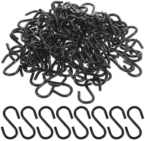 SHINEOFI Crochets en S en Fer Noir 100 Unités, Crochets Organisateurs pour Porte et Placard, Installation Rapide, Résistants à L'Humidité, Idéals pour Suspendre Paquet, Vêtements et Bijoux