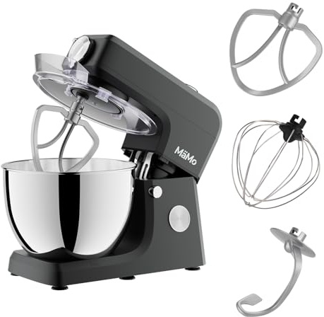 MäMo Küchenmaschine mit 1900W – Teigmaschine, LED-Touchscreen,Rührgerät & Mixer für Knete, Schlagsahne und Fleisch – 8L Edelstahlschüssel, 11 Geschwindigkeiten, 6 Programme, 3-teiligem Patisserie-Set