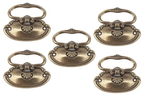 5 manijas de cajón vintage, pomos de bronce de aleación de zinc para muebles y joyeros, 78 x 43 mm, herrajes de estilo europeo