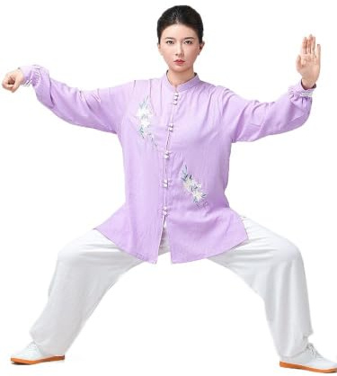 Tai Chi-kostym dam bomull linne Tai Chi uniform – andningsbar baduanjin övningsset