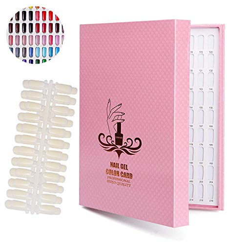 Affichage graphique couleur, Gel ongles livre d'affichage polonais avec 216 Conseils Faux ongles, pratique Nail Salon professionnel Nuancier Nail Design Card Board