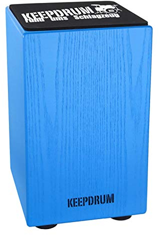 keepdrum DC1M BL Junior Cajon Trommel-Hocker für Kinder in Blau + Sitz-Pad