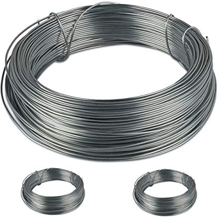 Fil en Acier, Lot de 12, antirouille pour Le Jardin, métal zingué, Fils Fins, 50 m de Long, D: 1 mm, argenté
