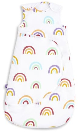 Snuz Baby Sleeping Bag with Nappy Zip - For Easy Nappy Changes, Super Soft Cotton Sleeping Bags with Easy Fit Poppers, Meets British Safety Standard, Rainbow, 1 Tog 6-18M