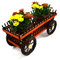 MyBer® Blumenwagen Blumenkasten Gartendeko Pflanzenwagen aus Weide mit 4 Rädern und 2 Töpfen braun K3-556