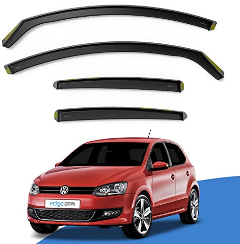 EdgeVisors Wind Deflectors | Fits: VW Polo MK5 (2009-2017) 5 Door Hatchback 4pc Set | In-Channel Rain Guards for Wind, Rain & Sun Protection, Easy Installation - Tinted
