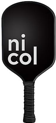Nicol Pickleball Pala de Pickleball Alargada P-One 2023, Superficie de Fibra de Carbono esmerilada para un Mayor Giro y Control, diseño aerodinámico de Raqueta de Pickleball, Mango Alargado