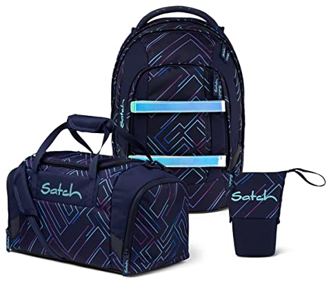 satch Pack Pencil Slider Edition Schulrucksack Set 3tlg. mit Sporttasche (Purple Laser)