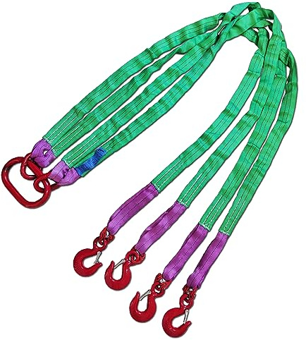 Four Leg Bridle Web Sling 6.5ft 6610lb Web Slings Belt Type with Hook 2.0 m 3000 kg Light Weight and Flexible Capacity Steel Sling[4leg 3.0t]