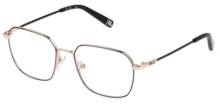 FILA GEOMETRIC Edelstahl Brillen in Sh.rosegold M/Schwarzteile für Unisex, Brille mit Sehstärke, optional mit Sonnenbrillen tönung oder Blaulichtfilter (Modell VFI544L)