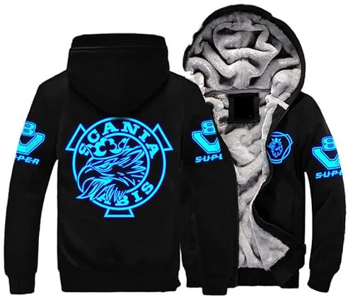 GIOPSQ Sweat à capuche imprimé Sc-a_nia 3D pour hommes plus pull à capuche rembourré en velours mode sport baseball uniforme cardigan zippé manteau veste Coupe-Vent/A/XXL