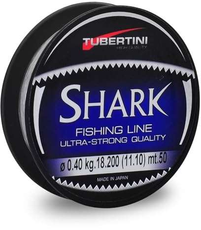 TUBERTINI - Monofilo da pesca SHARK ideale per Terminali Bobina da 50 metri Ø diametri da 0,12 mm a 0,40 mm (Ø 0,400 mm - 18,20 kg)