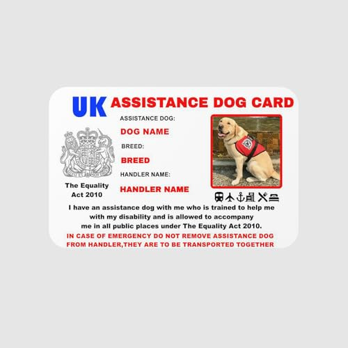 Assistance Dog UK Law Card Customizable with Lanyard & Card Holder - Durable PVC, QR Code for Legal Guide AD34