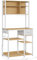 VASAGLE Estantería de Cocina con Multienchufe, Armario de Cocina con Estantes Ajustables, Cajón de Tela, 12 Ganchos, 40 x 80 x 180,4 cm, Estante para Microondas, Roble Dorado y Blanco Nube KKS015Y02