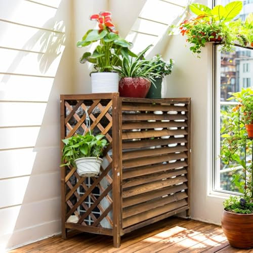 Cubre Aire Acondicionado Exterior Soporte Para Plantas Funda Para Aire Acondicionado Exterior Protector Aire Acondicionado Balcon Cubierta Aire Acondicionado Proteger Del Sol Y La Lluvia(86x35x80cm)