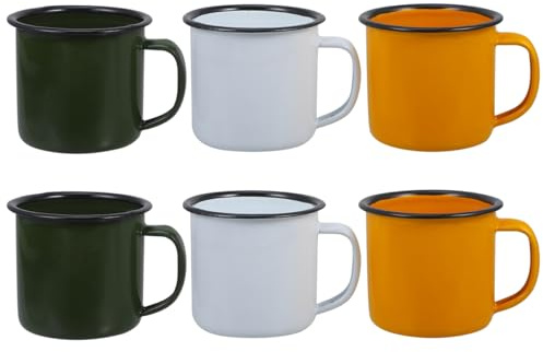 Zerodeko Tazza Smaltata Vintage 2.36In Tazza Da Bere Multifunzionale Per Tè Caffè Latte Acqua Casa Ufficio Ristorante Set Da 6