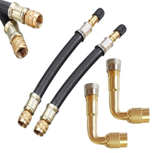 Changyeah Estensione valvola automatica, 2 pezzi di prolunga valvola a 90 gradi, 2 pezzi di estensione valvola da 210 mm, prolunga valvola adattatore, per auto, moto, bicicletta, scooter