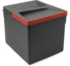 Emuca - Contenitori per cassetti da cucina con coperchio anti-odore, H 216 mm (1 x 12 L), Grigio antracite Tecnoplastica