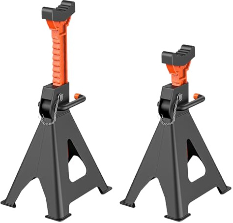 2 caballetes de apoyo 3T para gato hidráulico, 9 niveles de altura regulable, 29,5 – 41,5 cm, con pasador de seguridad, herramienta de elevación, caballete para coches, SUV y furgonetas pequeñas