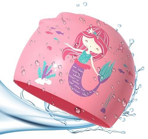 Berretto da nuoto per bambini | Design del berretto con protezione delle orecchie - cappello da nuoto - per ragazzi e ragazze adolescenti spiaggia piscina lago casa giardino posteriore cortile
