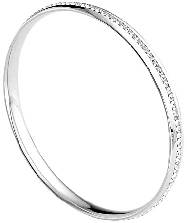 Zysta Schmuck Damen Frauen Elegant Armband aus Edelstahl Manschette Armreif Strass Rund Armreifen mit Kristall Ämbänder für Hochzeit Geburtstag Geschenk Silber