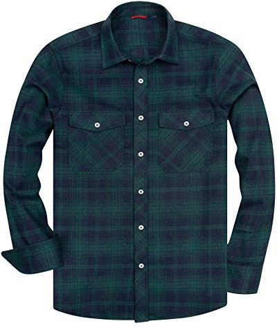siliteelon Flannel Shirt Checked Shirt Mens Cotton Lumberjack Plaid Shirts | Casual Soft Thick Warm, Tartan Brushed Shirt, Regular Fit, Long Sleeve, for Work Office, Daily Country Outdoor