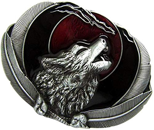 Inzopo antik silver ylande varg västerländsk cowboy metall bältesspänne indiskt bältesspänne